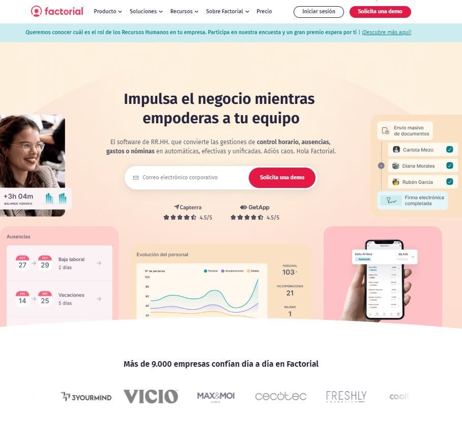 copywriting web b2b pagina de inicio factorial