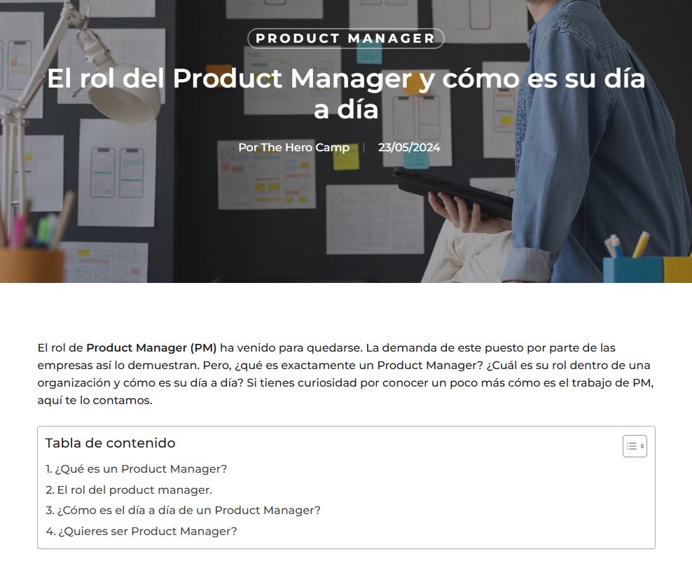 Artículo blog product manager the hero camp